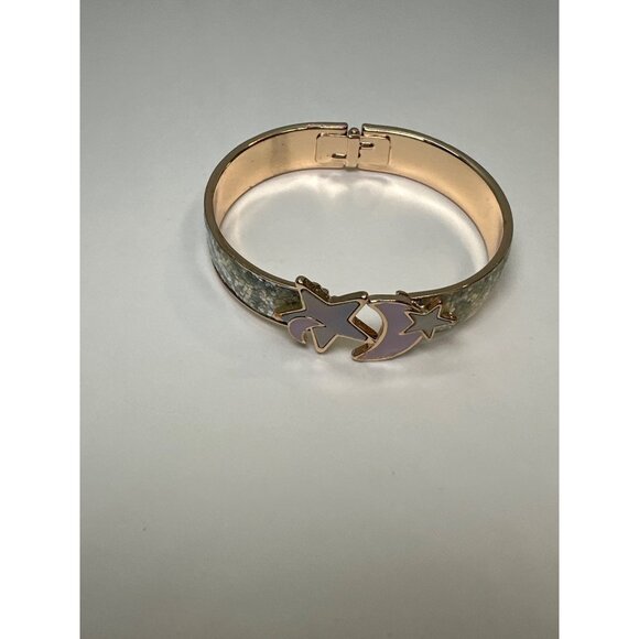 Celestial Clamp Bracelet- Gold Tone- 2.5 inches in Diameter- Moon, Stars, Cresce - Picture 4 of 4